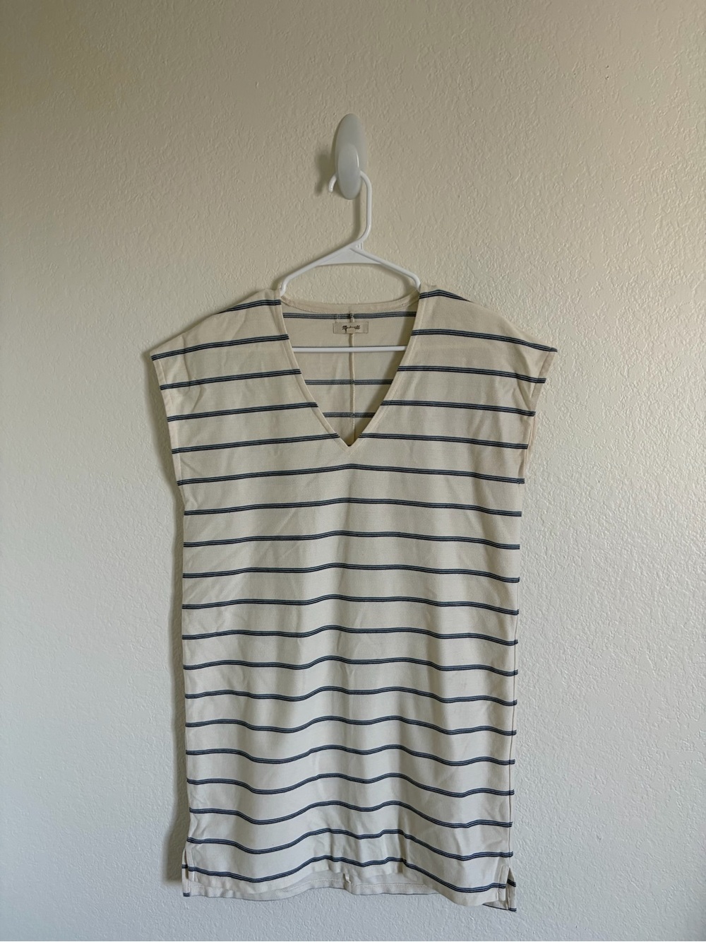 Madewell V-Neck Sleeveless Dress/Cover Up - Cream & Navy